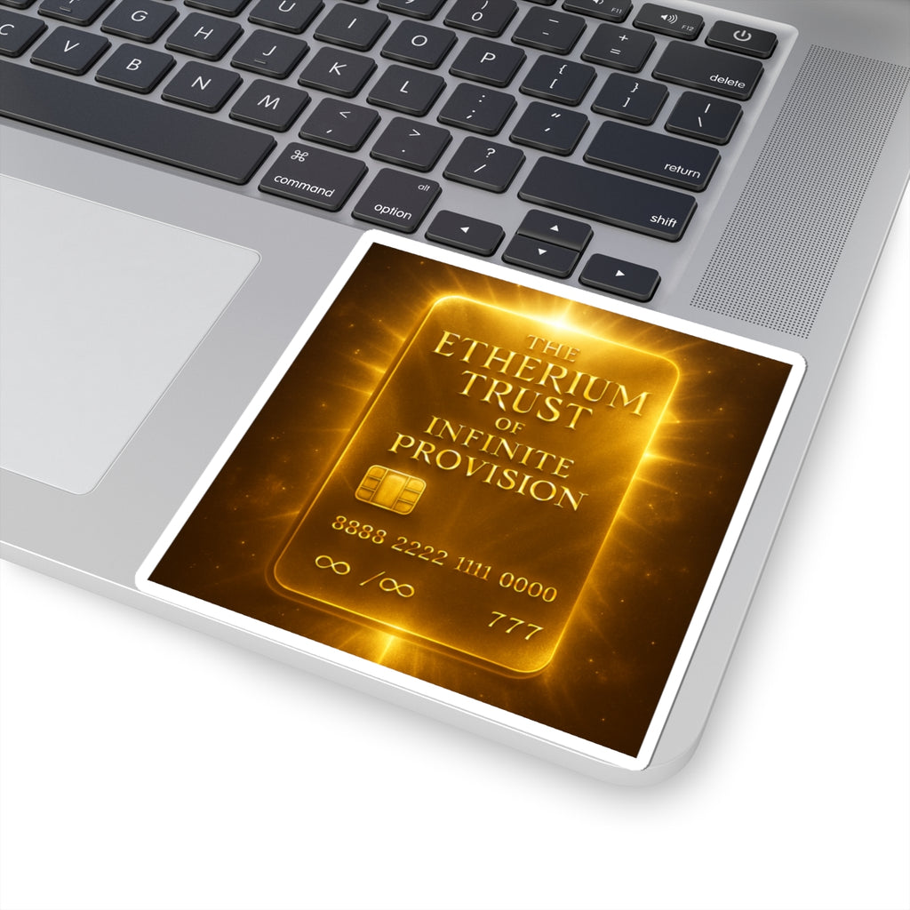 Gilded Etherium Trust Kiss-Cut Stickers - Luxurious Crypto Art Decals for Laptop & Journals