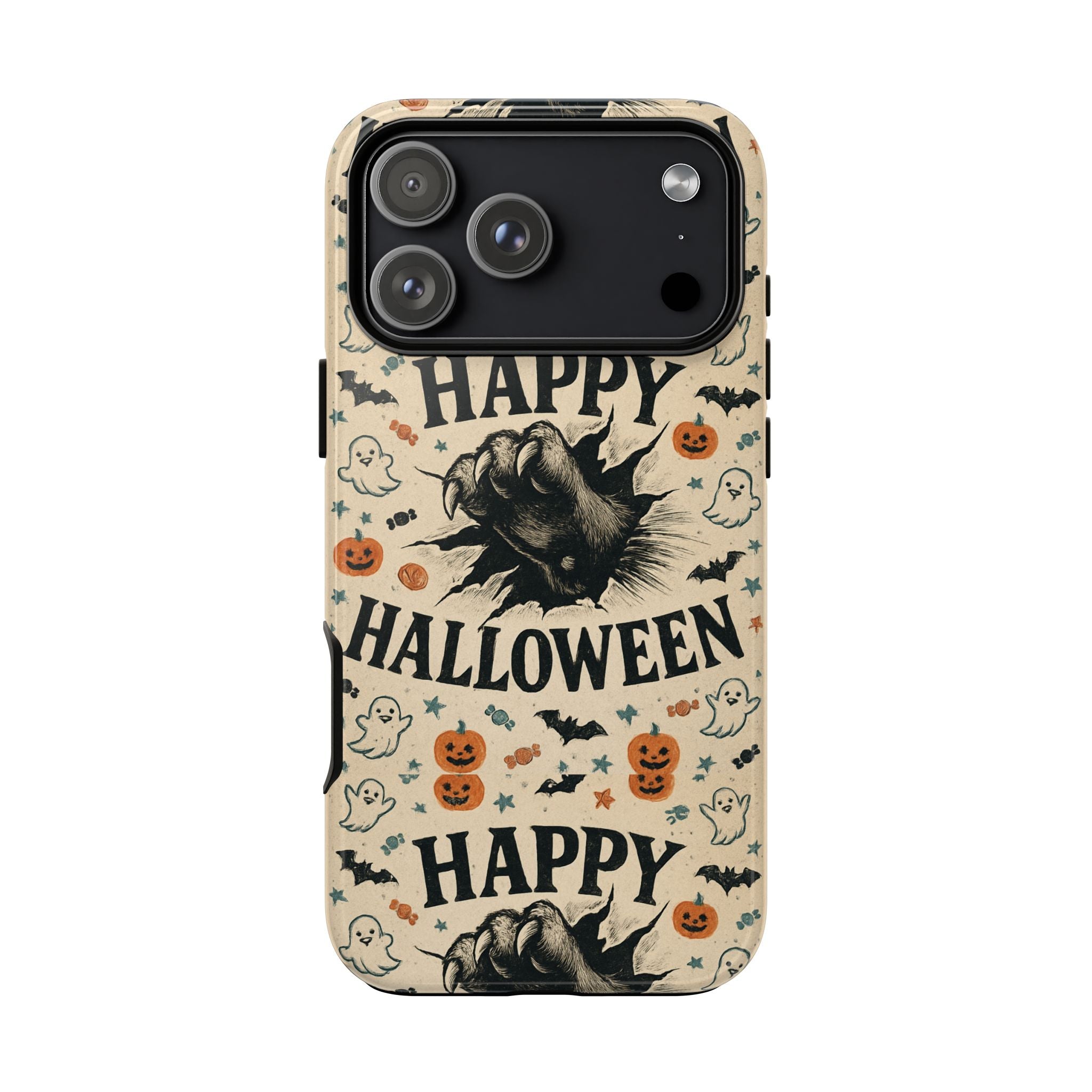 Halloween Phone Case with Cat & Spooky Icons, Cute Mobile Cover for Fall, Trick-or-Treat, Halloween Party, Gifts