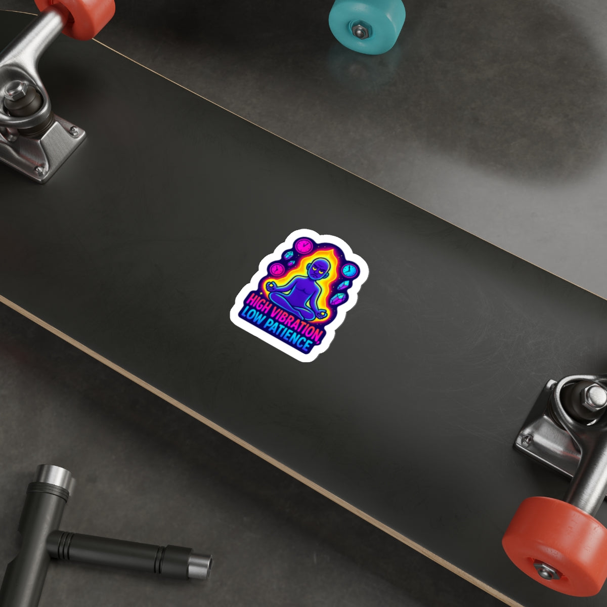 High Vibration, Low Patience Die-Cut Stickers - Vibrant Meditative Art for Creative Expression