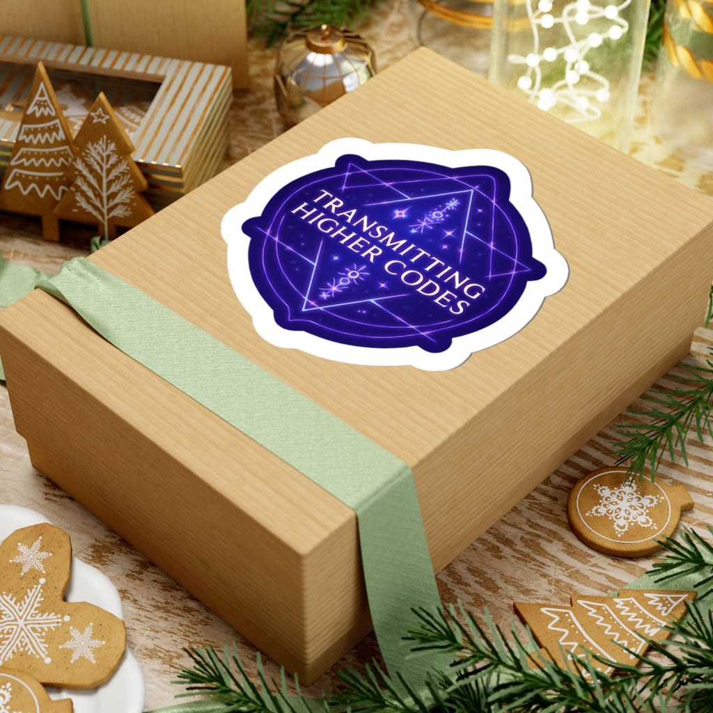 Mystical Kiss-Cut Stickers - 'Transmitting Higher Codes' for Spiritual Vibes