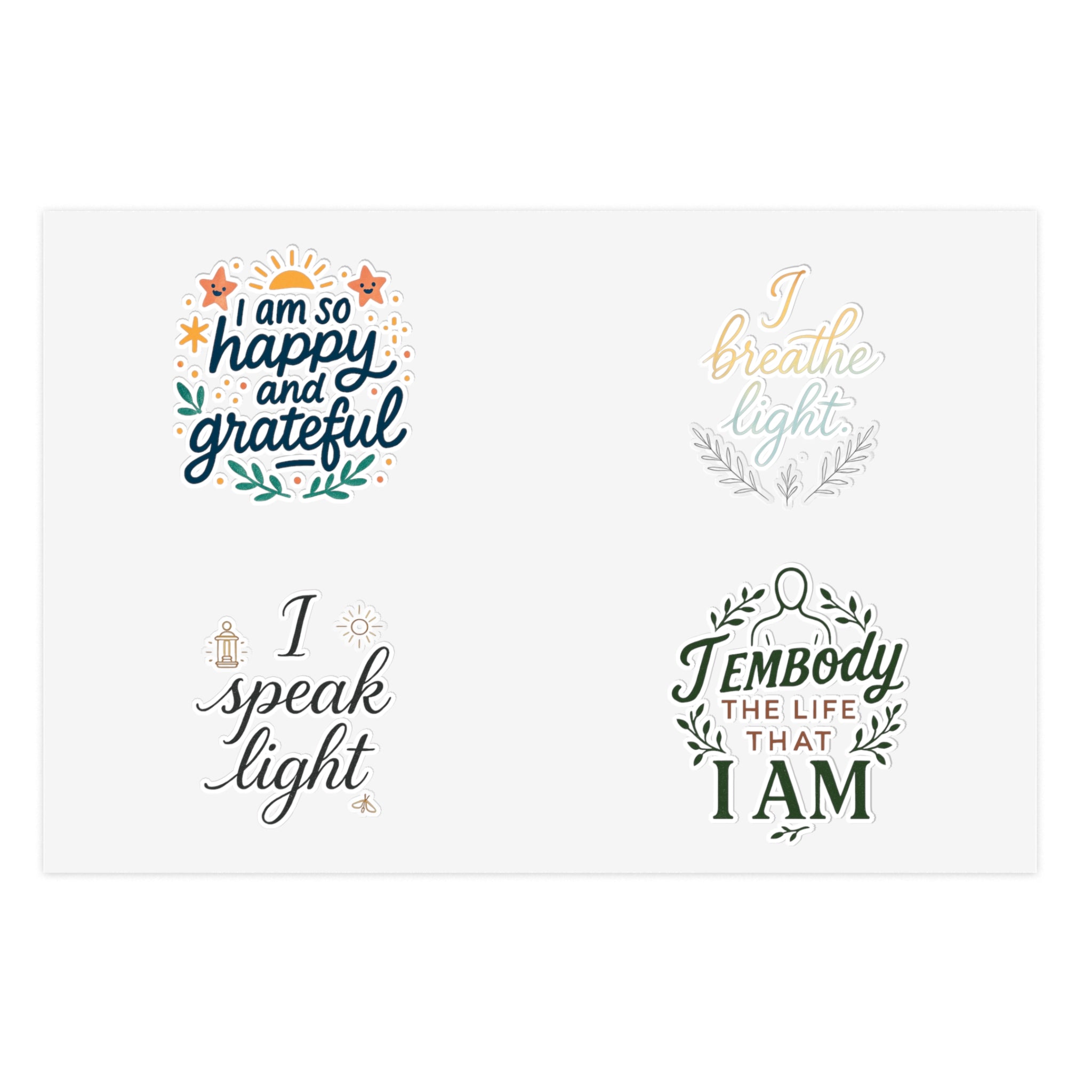 Inspirational Sticker Sheets for Self-Care & Motivation, Positive Affirmation Stickers, Gratitude Gifts, Home Decor, Stationery