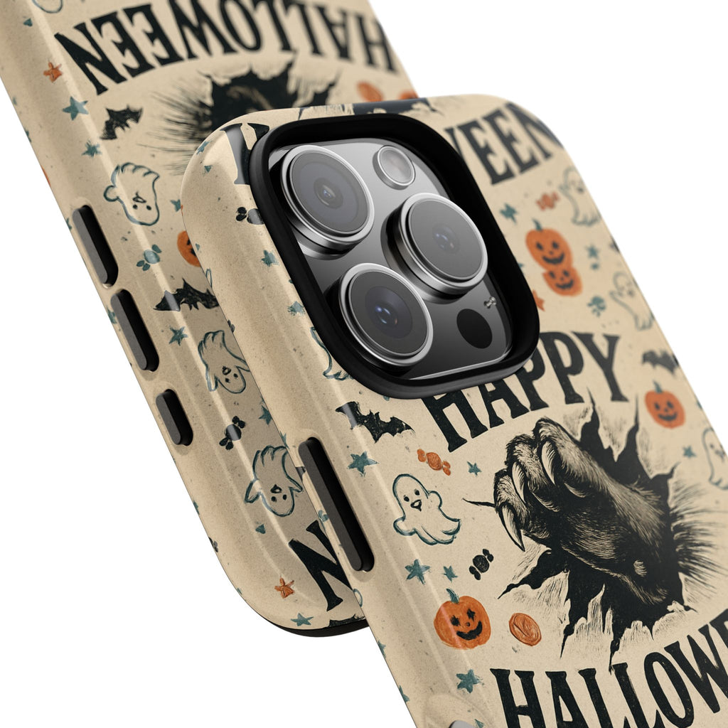 Halloween Phone Case with Cat & Spooky Icons, Cute Mobile Cover for Fall, Trick-or-Treat, Halloween Party, Gifts