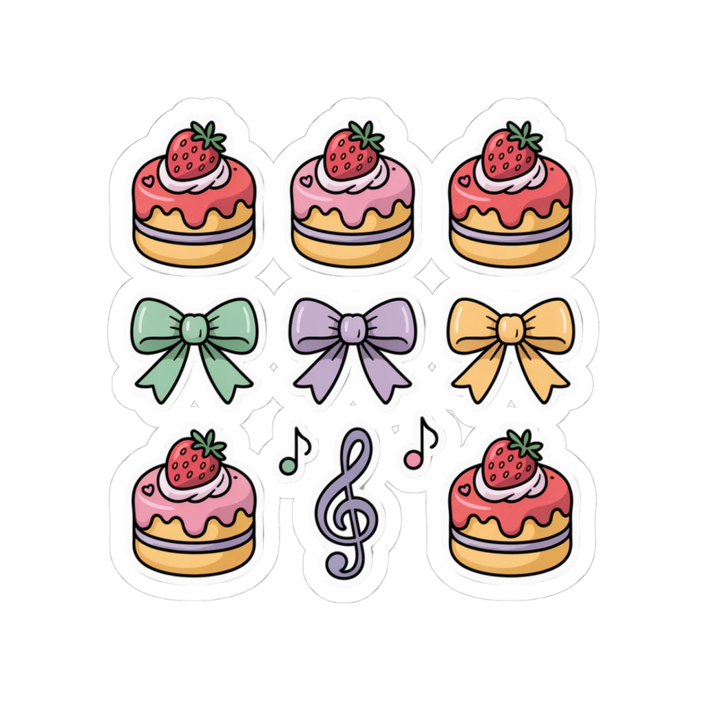 Sweet Treats Kiss-Cut Stickers | Cute Cake & Bow Decorative Stickers for Scrapbooking, Gifts, Journaling, Party Favors, and More