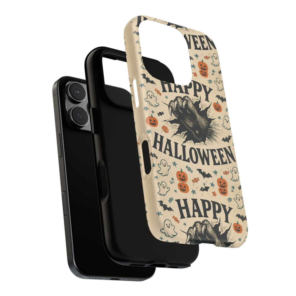 Halloween Phone Case with Cat & Spooky Icons, Cute Mobile Cover for Fall, Trick-or-Treat, Halloween Party, Gifts