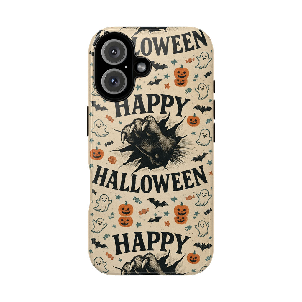 Halloween Phone Case with Cat & Spooky Icons, Cute Mobile Cover for Fall, Trick-or-Treat, Halloween Party, Gifts