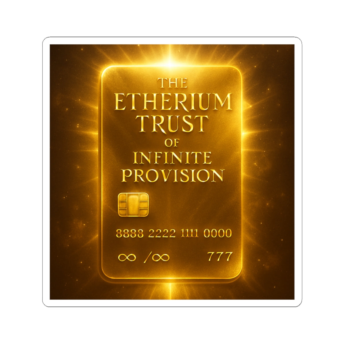 Gilded Etherium Trust Kiss-Cut Stickers - Luxurious Crypto Art Decals for Laptop & Journals