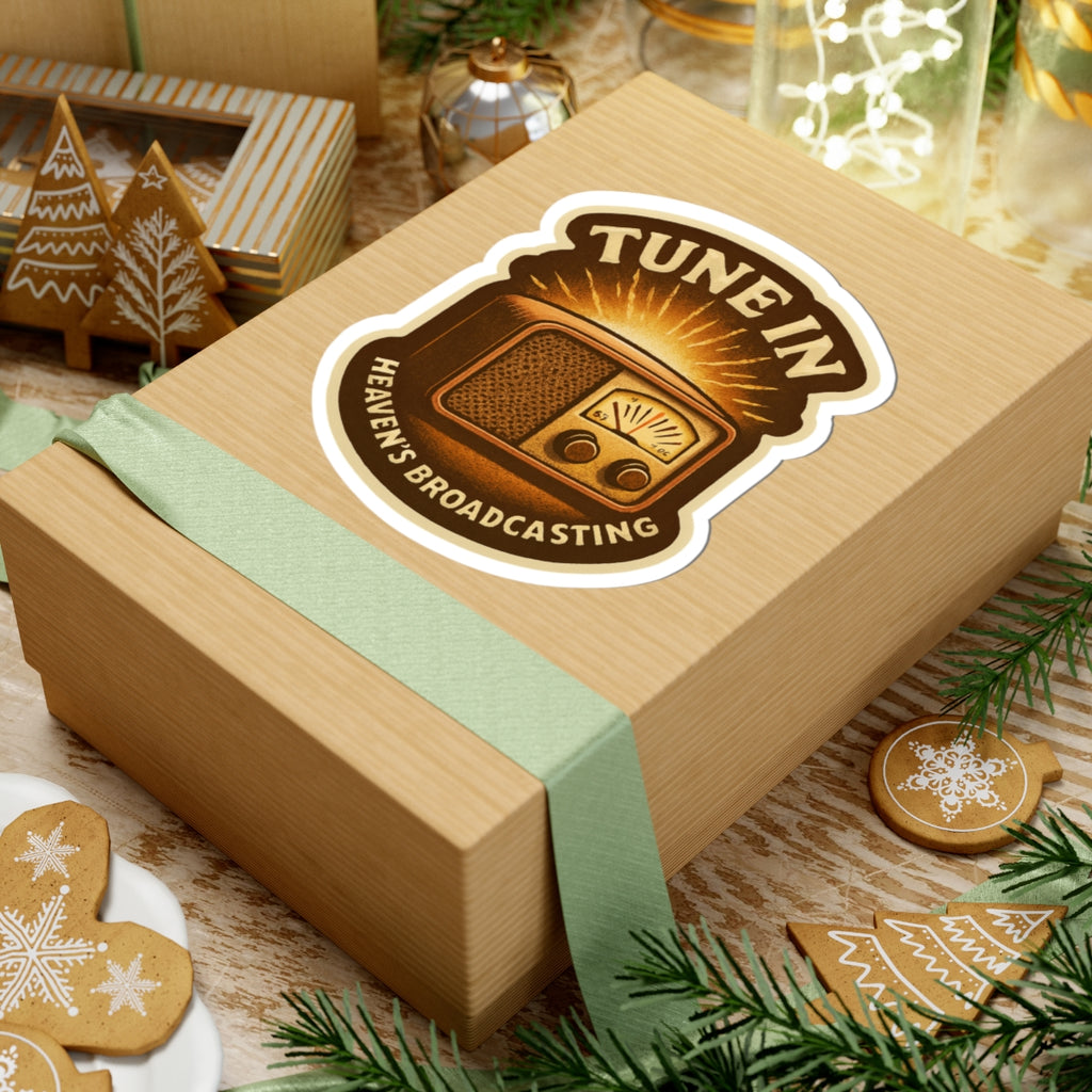 Vintage Radio Kiss-Cut Stickers - "Tune In Heaven's Broadcasting"