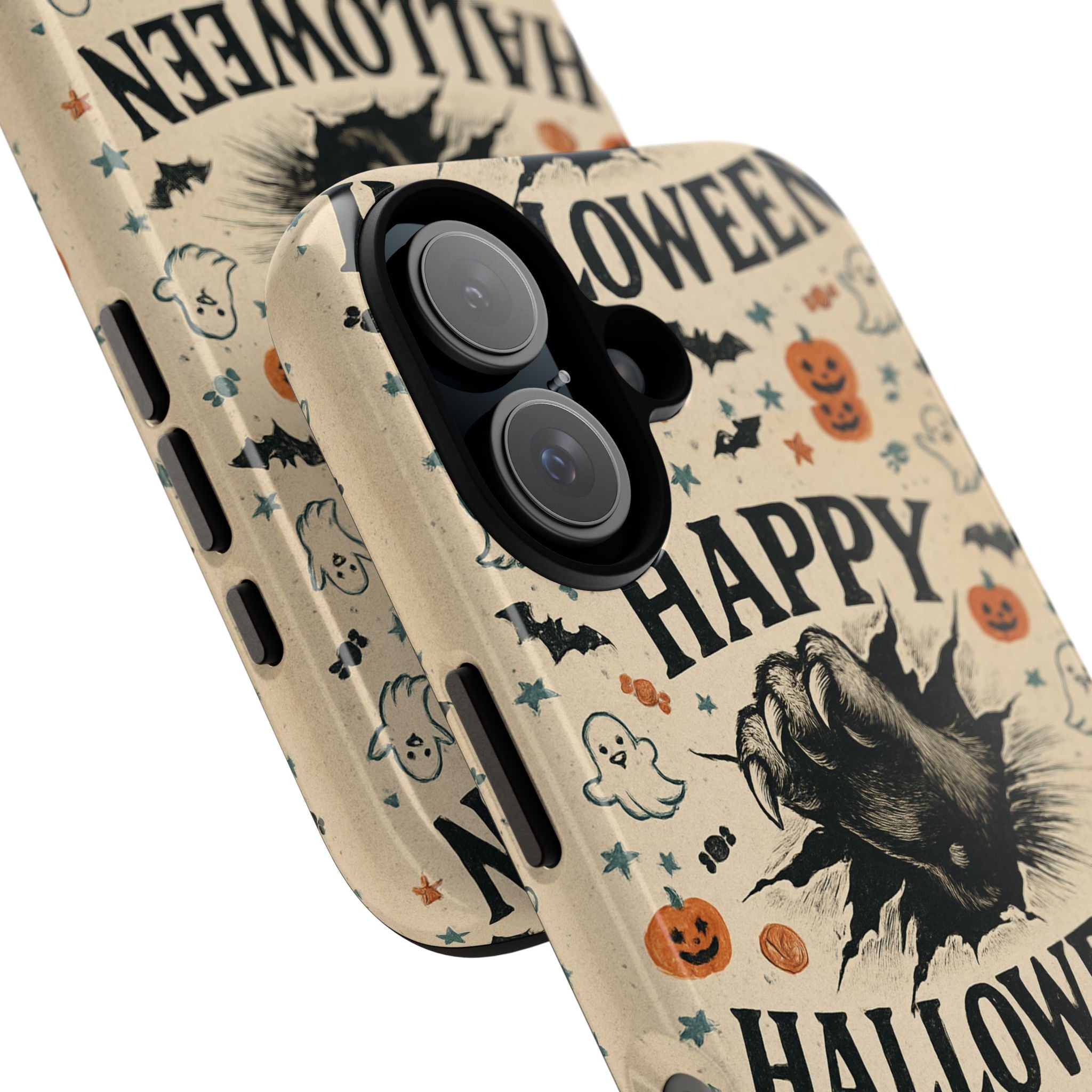 Halloween Phone Case with Cat & Spooky Icons, Cute Mobile Cover for Fall, Trick-or-Treat, Halloween Party, Gifts