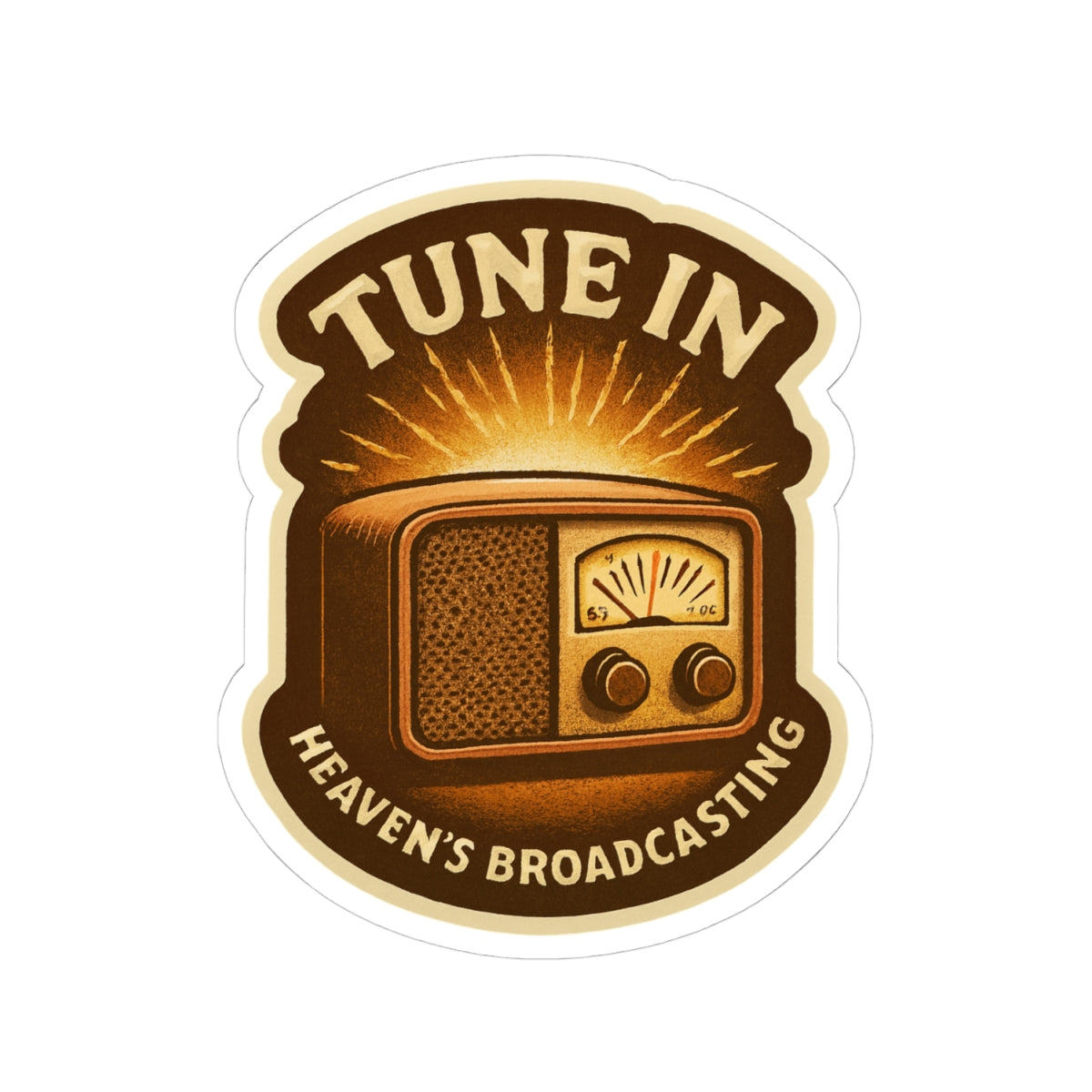 Vintage Radio Kiss-Cut Stickers - "Tune In Heaven's Broadcasting"