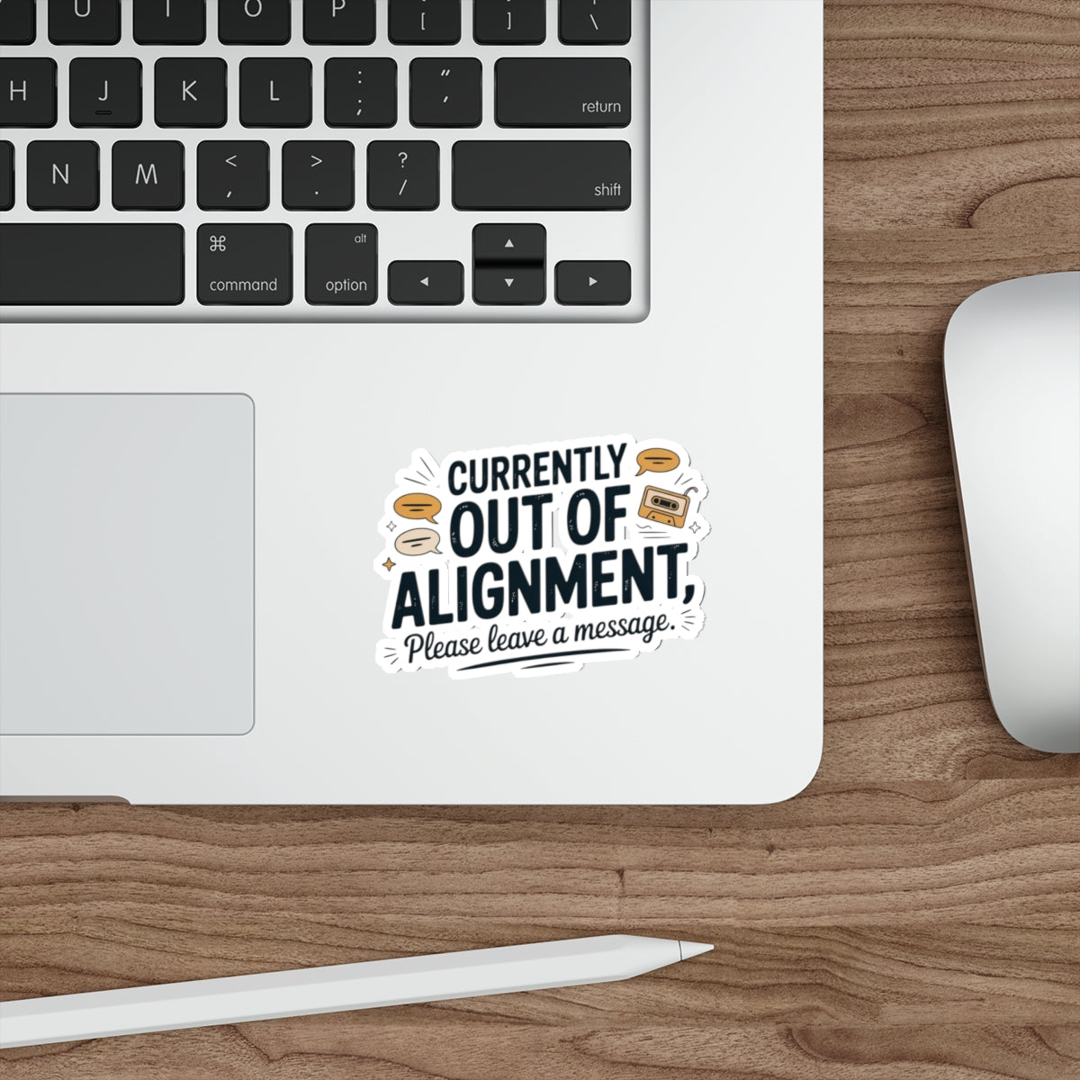 Funny Die-Cut Stickers: Currently Out of Alignment - Perfect for Laptops and Notebooks