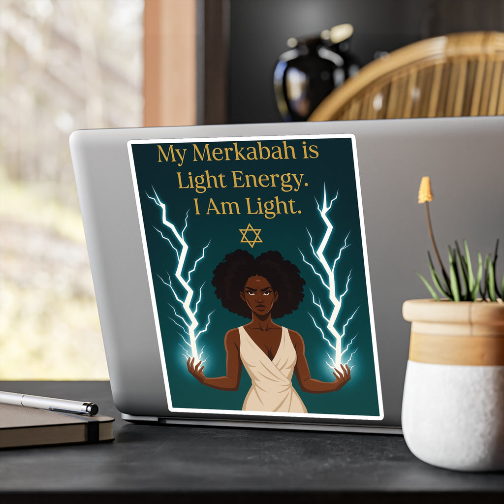 Spiritual Vinyl Decals - 'My Merkabah is Light' Stickers for Windows, Journals, and Mugs, Affirmation Decor for Mindfulness