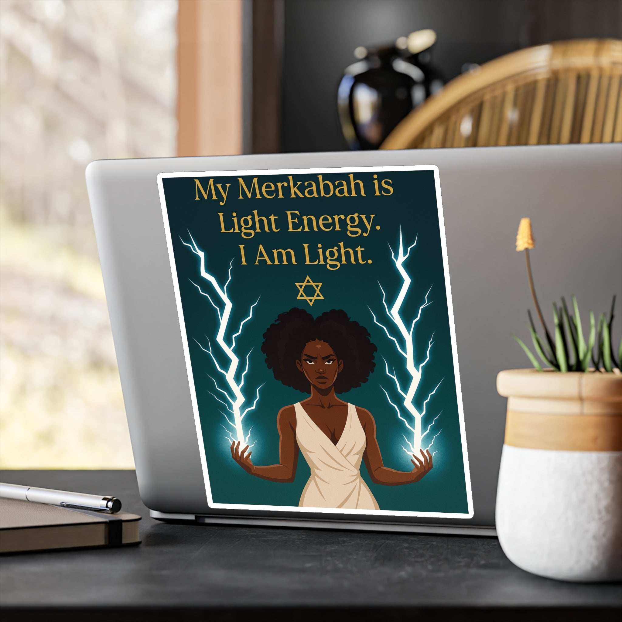 Spiritual Vinyl Decals - 'My Merkabah is Light' Stickers for Windows, Journals, and Mugs, Affirmation Decor for Mindfulness