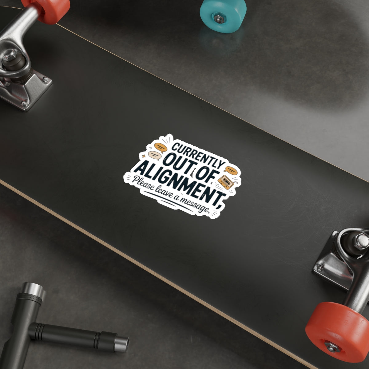 Funny Die-Cut Stickers: Currently Out of Alignment - Perfect for Laptops and Notebooks