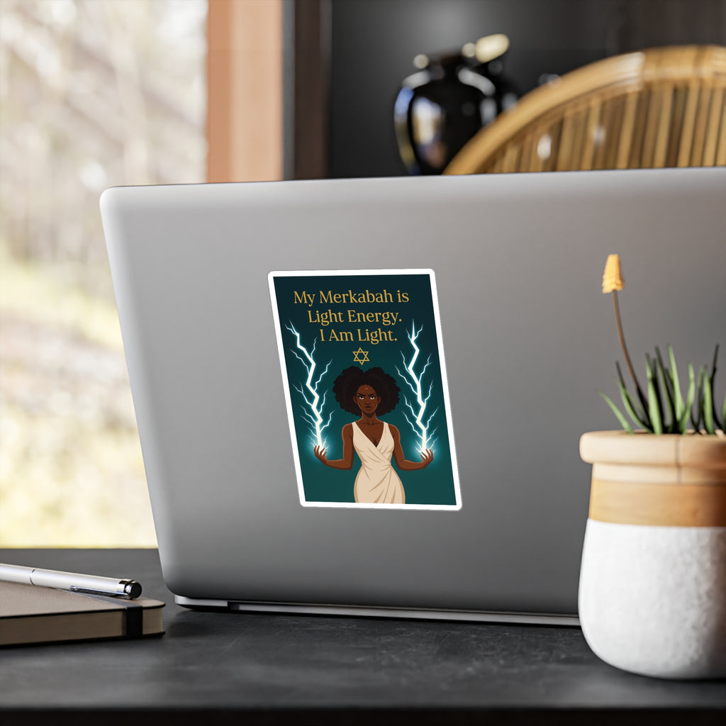 Spiritual Vinyl Decals - 'My Merkabah is Light' Stickers for Windows, Journals, and Mugs, Affirmation Decor for Mindfulness