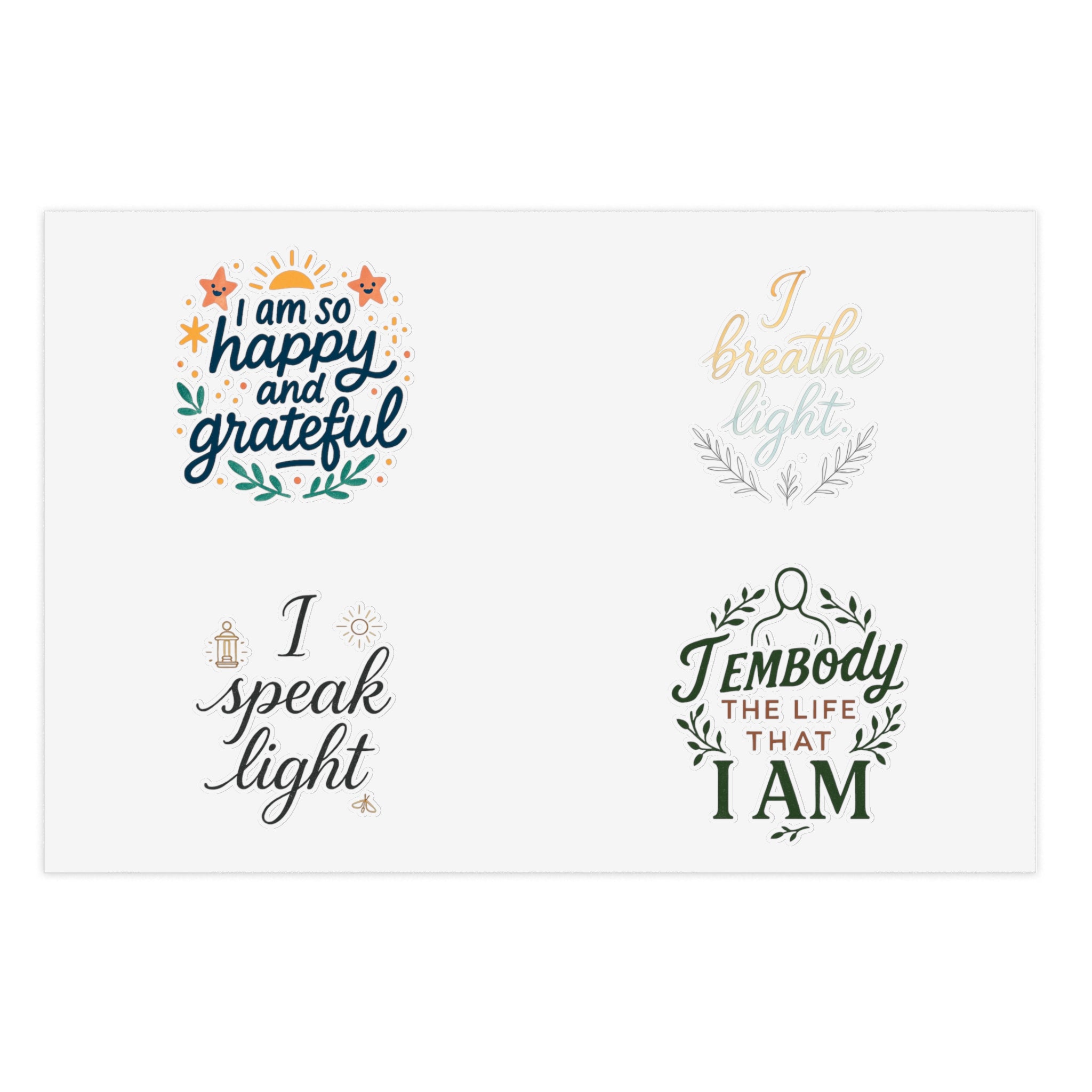 Inspirational Sticker Sheets for Self-Care & Motivation, Positive Affirmation Stickers, Gratitude Gifts, Home Decor, Stationery