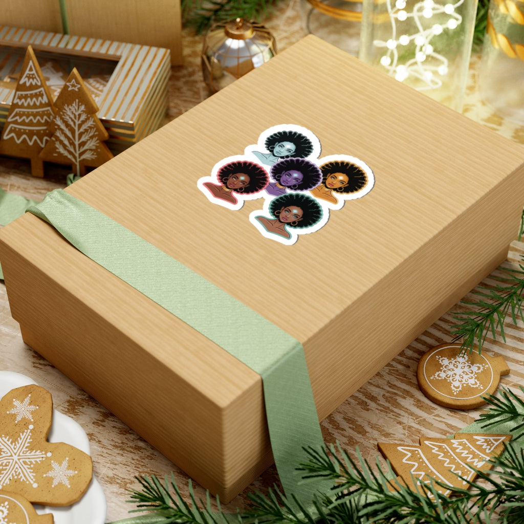 Diverse Afro-Chic Kiss-Cut Stickers | Powerful Black Woman Art, Laptop Decals, Journals, Scrapbooking, Afrocentric Decor