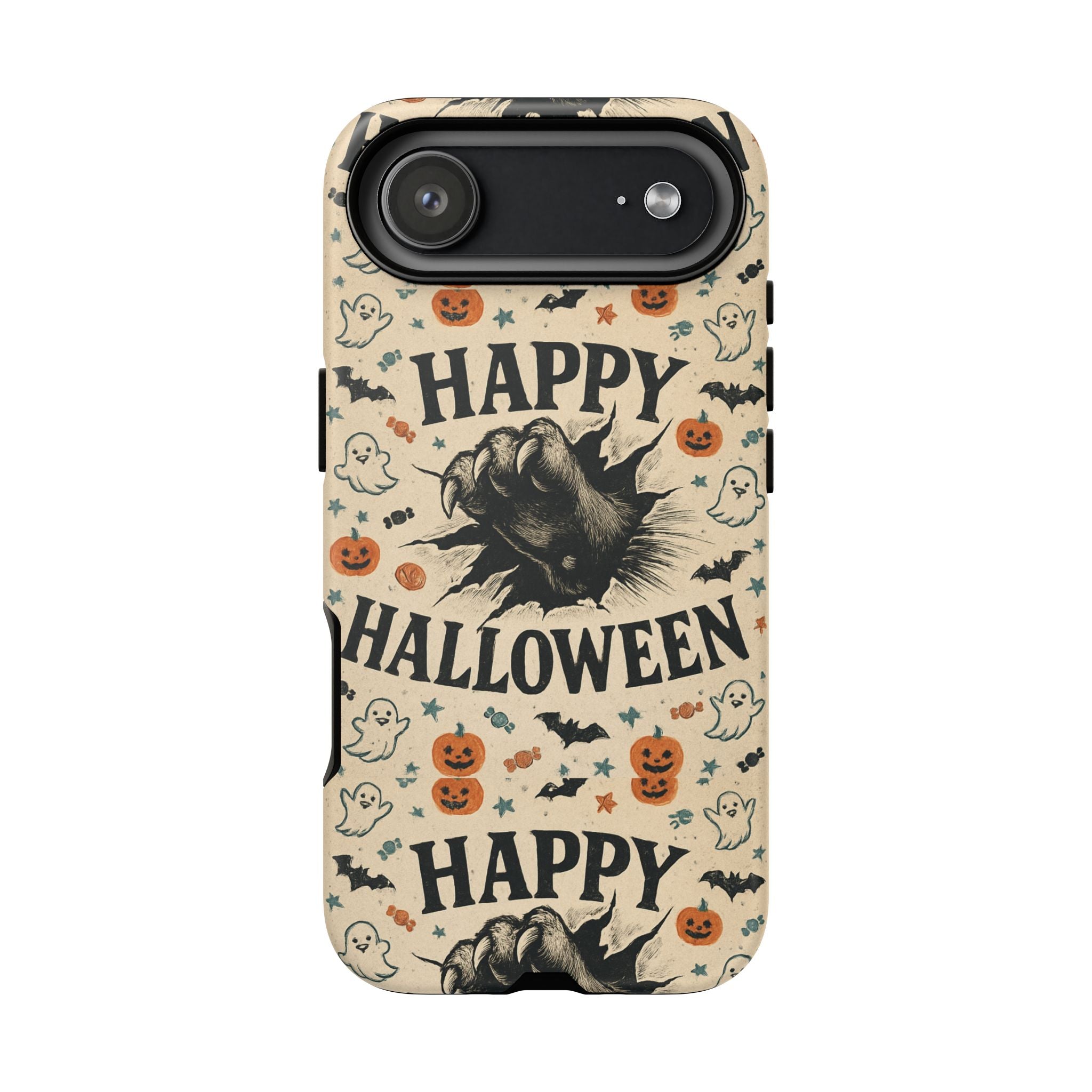 Halloween Phone Case with Cat & Spooky Icons, Cute Mobile Cover for Fall, Trick-or-Treat, Halloween Party, Gifts