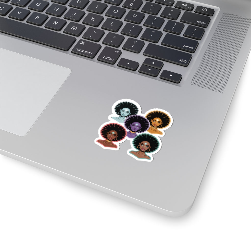 Diverse Afro-Chic Kiss-Cut Stickers | Powerful Black Woman Art, Laptop Decals, Journals, Scrapbooking, Afrocentric Decor