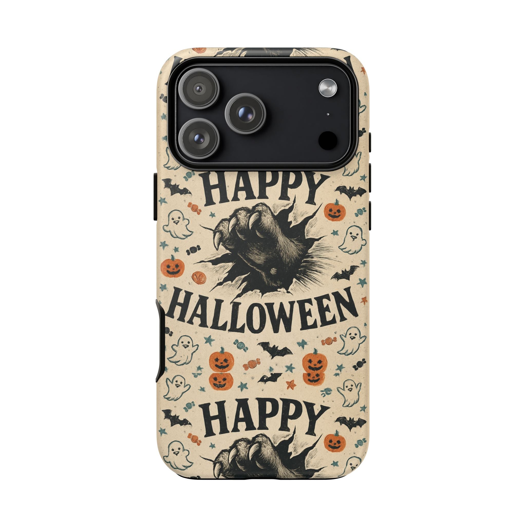Halloween Phone Case with Cat & Spooky Icons, Cute Mobile Cover for Fall, Trick-or-Treat, Halloween Party, Gifts
