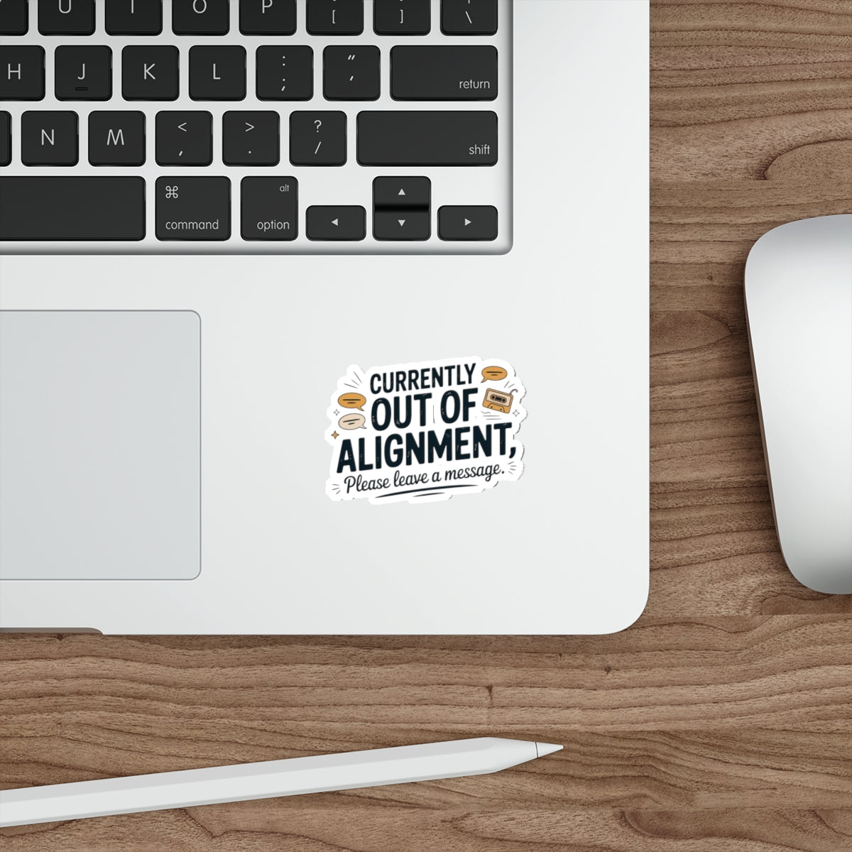 Funny Die-Cut Stickers: Currently Out of Alignment - Perfect for Laptops and Notebooks