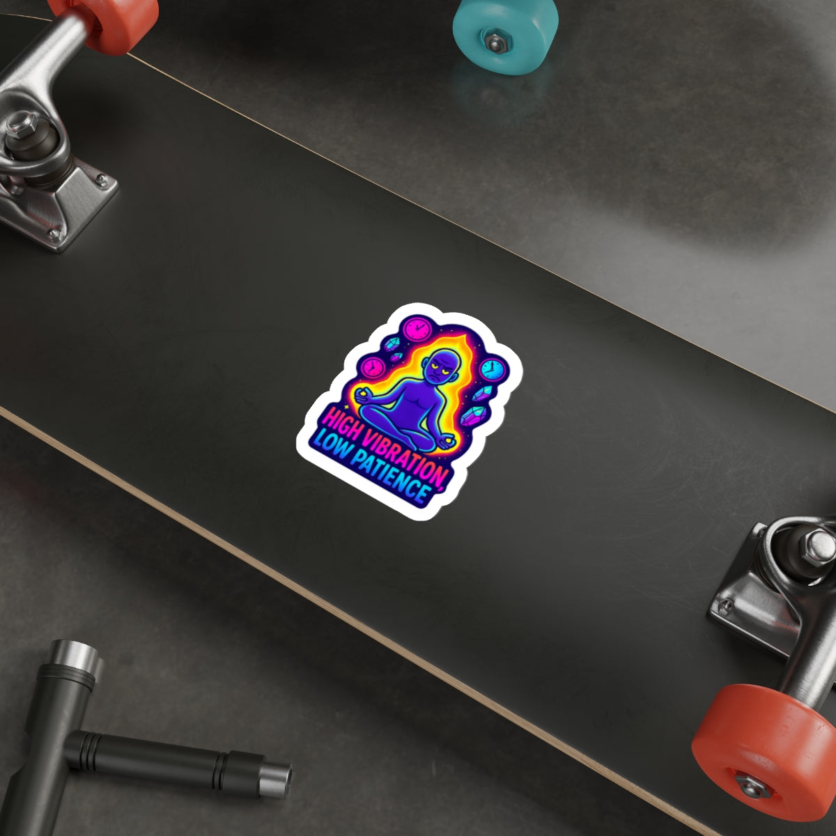 High Vibration, Low Patience Die-Cut Stickers - Vibrant Meditative Art for Creative Expression