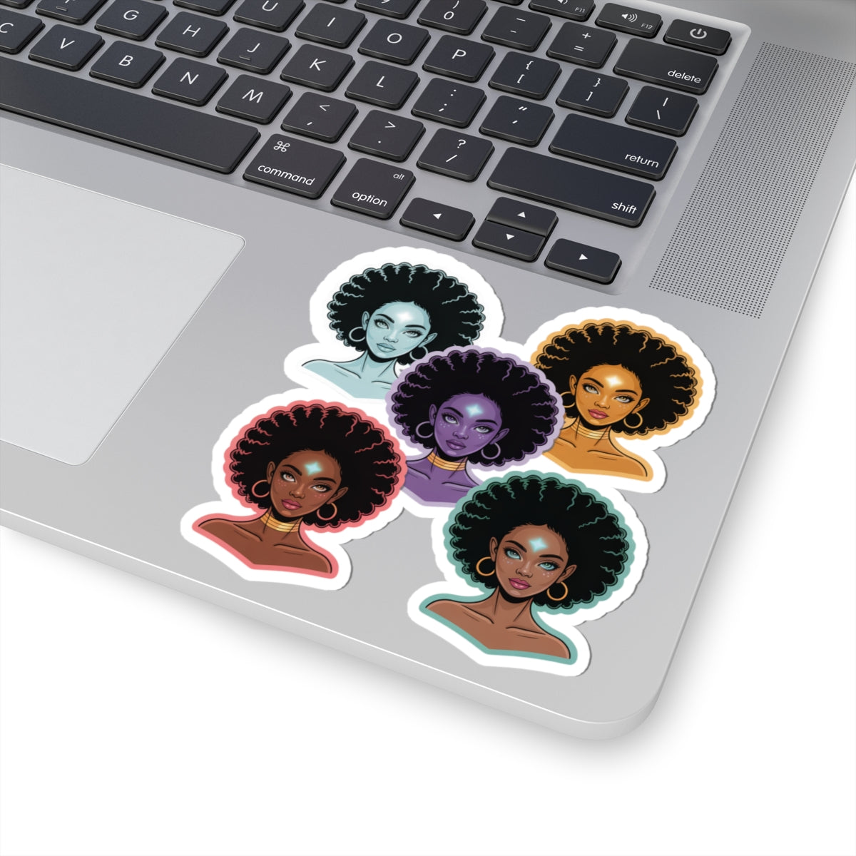 Diverse Afro-Chic Kiss-Cut Stickers | Powerful Black Woman Art, Laptop Decals, Journals, Scrapbooking, Afrocentric Decor